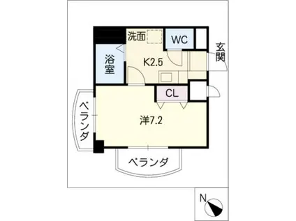 プランドール21(1K/1階)の間取り写真