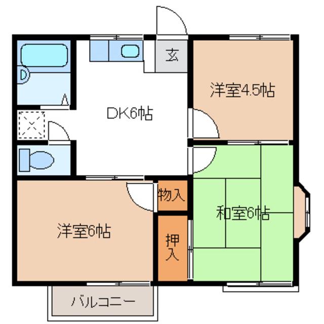 ファミーユ関根B(3DK/2階)の間取り写真