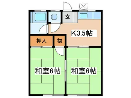守屋アパ-ト2(2K/2階)の間取り写真