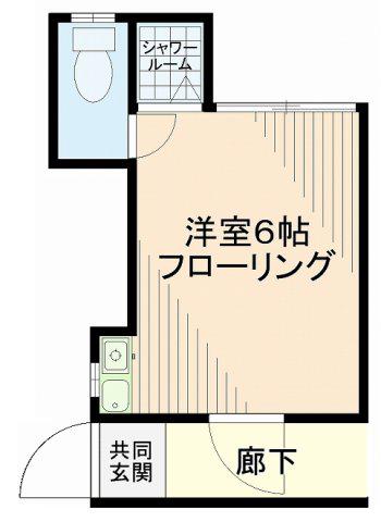 ハイム神田B棟(ワンルーム/1階)の間取り写真