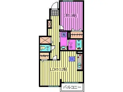 アルモニー ヒル(1LDK/1階)の間取り写真