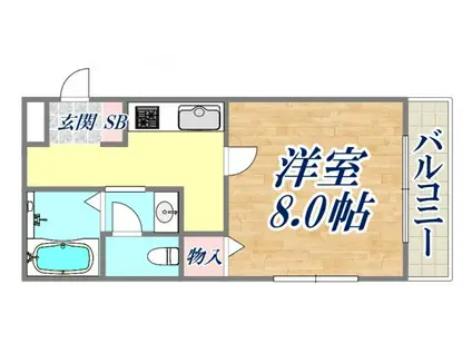 YUMIN FLAT 青木町(1K/1階)の間取り写真