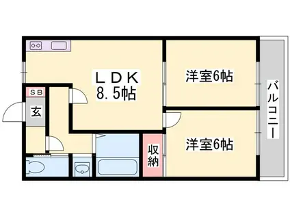 メゾン・ドールやかた(2LDK/2階)の間取り写真