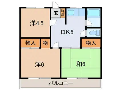 グリーンコーポマンション(3DK/2階)の間取り写真