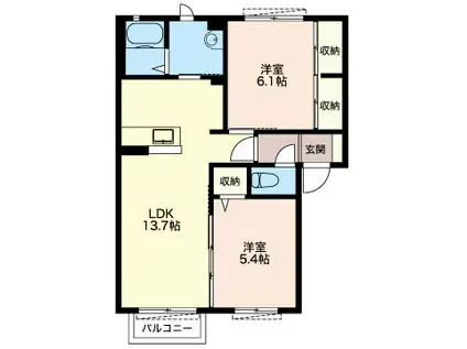 ウェリナパレス(2LDK/2階)の間取り写真