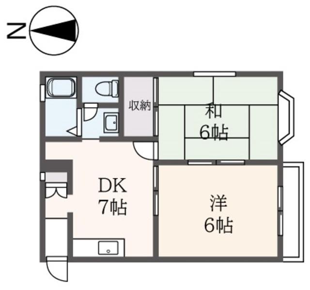 オークレジデンス(2DK/2階)の間取り写真