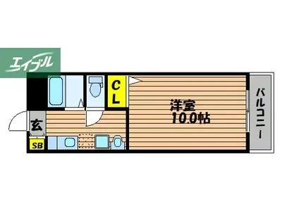 オーランド富田町(1K/2階)の間取り写真