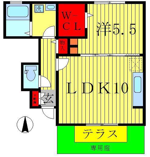 プランドール(1LDK/1階)の間取り写真