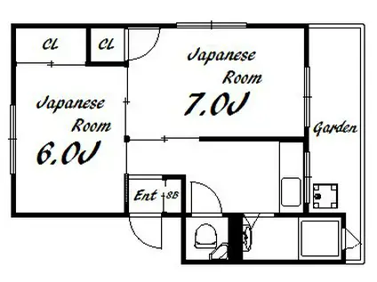 ニュー諏訪山マンション(2DK/1階)の間取り写真