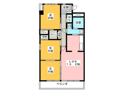 リバーズマンション築捨II(3LDK/2階)の間取り写真