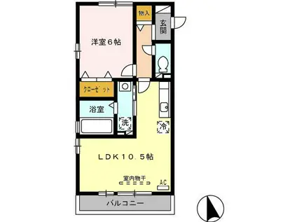 D-ROOM中川原(1LDK/2階)の間取り写真