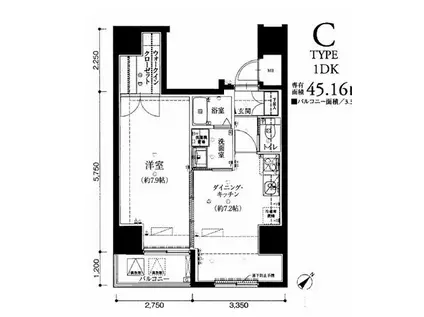 リヴシティ神田(1DK/5階)の間取り写真