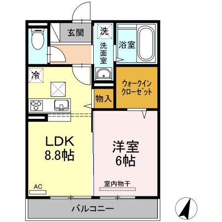 イヴェール(1LDK/1階)の間取り写真