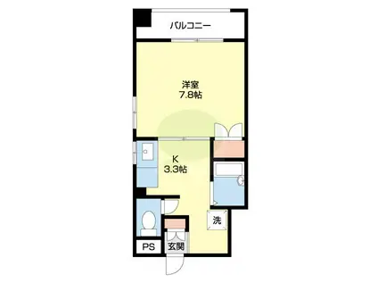 ヤマイチPLAZA吹上(1K/2階)の間取り写真