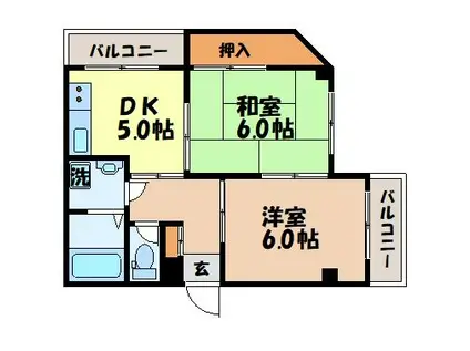 タテハタハイツ(2DK/3階)の間取り写真