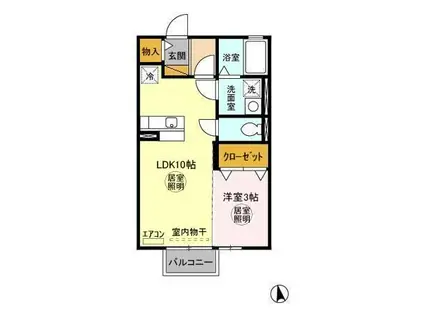 カーサ・ヴィオラA・B(1LDK/2階)の間取り写真