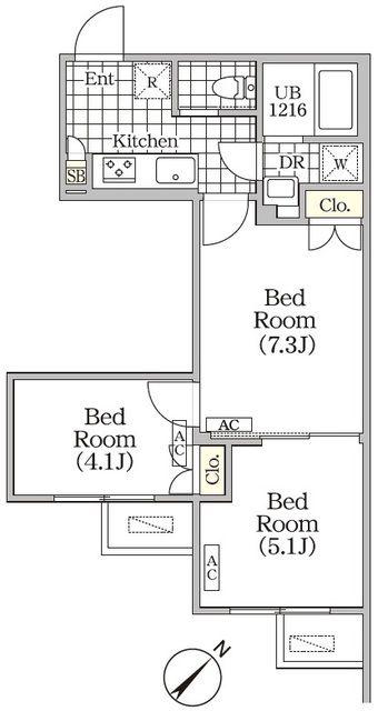 BRICK RESIDENCE 目黒本町(3K/3階)の間取り写真