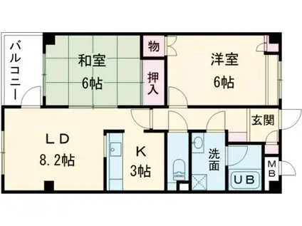 リバーコート湊川PARTII(2LDK/4階)の間取り写真