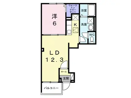 グラン・シャトー武蔵嵐山A(1LDK/1階)の間取り写真
