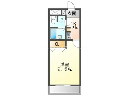 シャンテ豊橋(1K/4階)の間取り写真