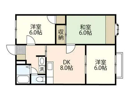 第一クレセールB棟(3DK/1階)の間取り写真