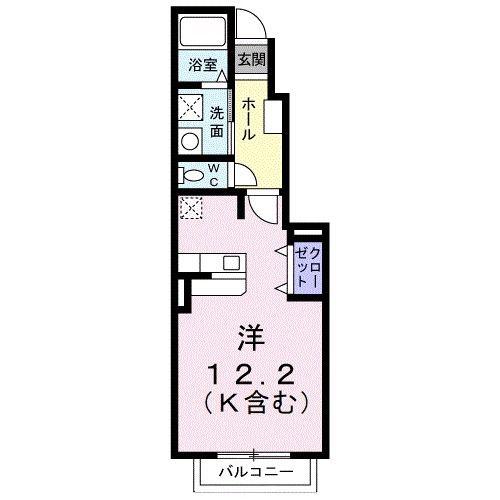 ミルテシェレA(ワンルーム/1階)の間取り写真