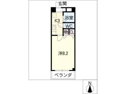 グレイス・1(1K/1階)の間取り写真