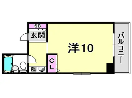 ダイアパレス新神戸(ワンルーム/2階)の間取り写真