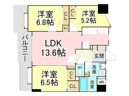 ニューサンリバー12番館(3LDK/7階)の間取り写真