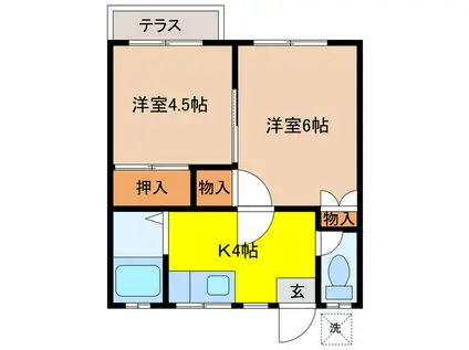 スカイハイツ(2K/1階)の間取り写真