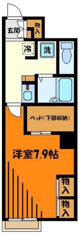 レオパレスグレイシャス(1K/1階)の間取り写真