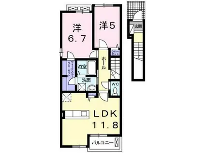 コスモアクレオ(2LDK/2階)の間取り写真