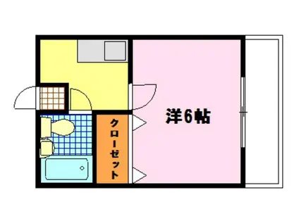 クレアトール鹿籠(1K/2階)の間取り写真