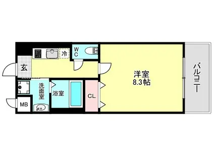 CION NISHIKUJO(1K/8階)の間取り写真