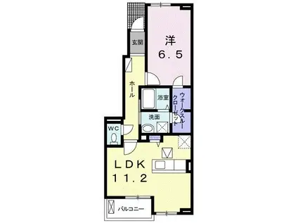 バティック ヴィラ下松A(1LDK/1階)の間取り写真