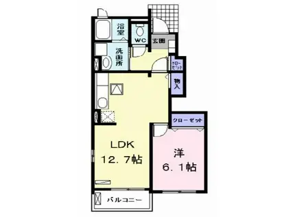 ベルメゾン都 VI(1LDK/1階)の間取り写真