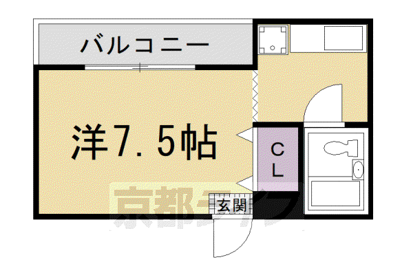 ヤングヴィレッジ嵯峨(1K/1階)の間取り写真