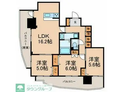 BRILLIANT VIEW CENTRAL PARK(3LDK/9階)の間取り写真