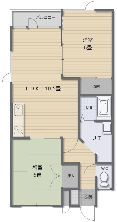 ピュアハウス(2LDK/1階)の間取り写真