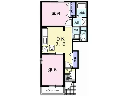 ブルーメ野里A(2DK/1階)の間取り写真
