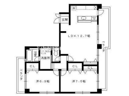 TYビル(3LDK/3階)の間取り写真