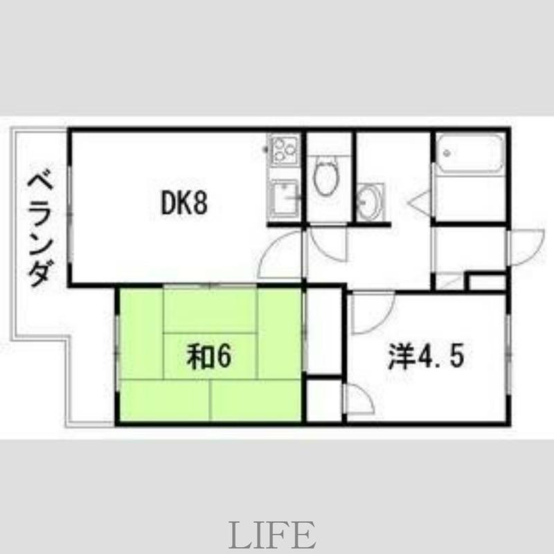コーポ佐野富月寒東(2DK/3階)の間取り写真