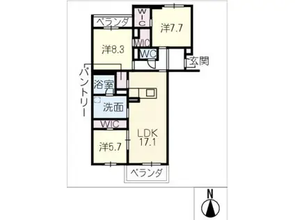 エバンジェリスト(3LDK/2階)の間取り写真