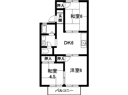 サンシードA(2LDK/2階)の間取り写真
