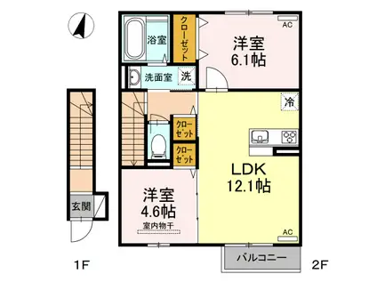 KONNFORUTA KORO(2LDK/2階)の間取り写真