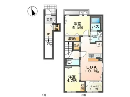 メゾン ベルフルール(2LDK/2階)の間取り写真