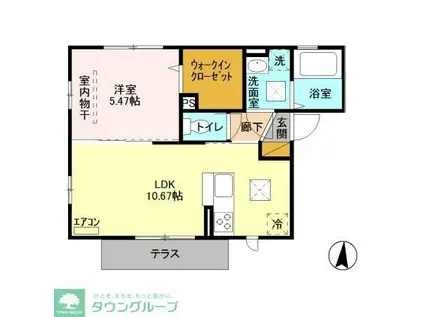 AZALEA辻前B(1LDK/1階)の間取り写真