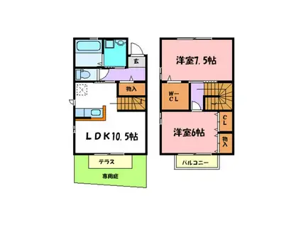 クレール(2LDK/1階)の間取り写真