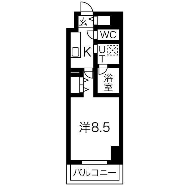 リシュドール名駅南(1K/15階)の間取り写真