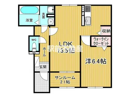 フォレスト ワンB(1LDK/1階)の間取り写真